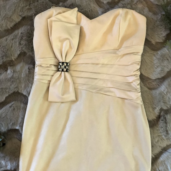 🔴 Cream Strapless Cocktail, Club Dress Sze L - Picture 2 of 6